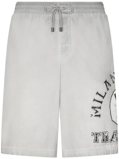 Dolce & Gabbana graphic-print knee-length swim shorts Grey M4E56TFUSYE