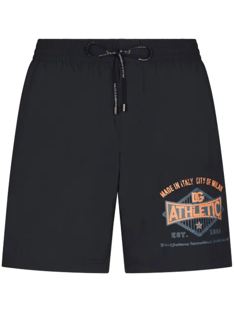 Dolce & Gabbana Athletic-print swim shorts Black M4E55TFUSYE