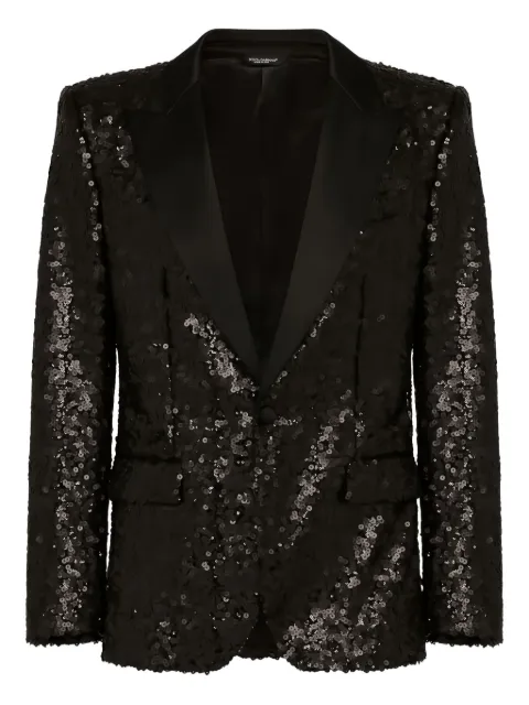 Dolce & Gabbana sequin-embellished shawl-lapel jacket Black G2SM5THLM14
