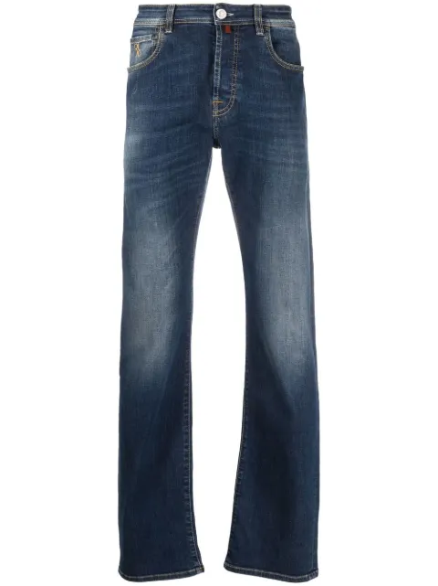Billionaire logo-patch straight-leg denim jeans Blue OABCMDT3170BTE001N