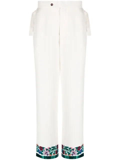 BODE embroidered-hem detail trousers Neutrals MRF22BT005