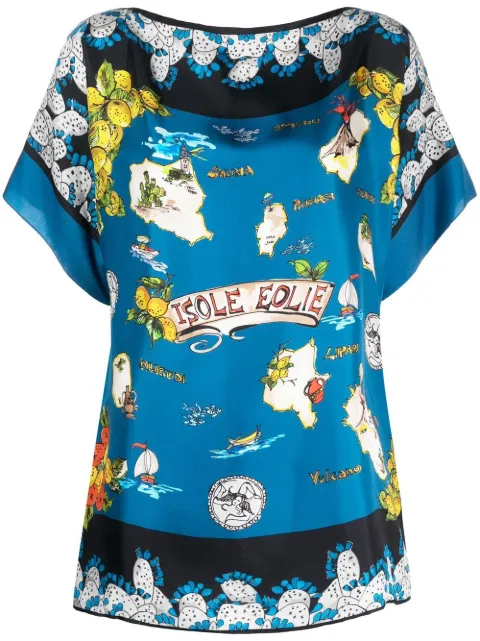 Dolce & Gabbana Pre-Owned 2000s printed silk blouse Blue HOLADG114B