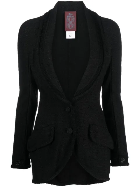 John Galliano Pre-Owned 1990s crochet knit blazer Black HOLAGAL116