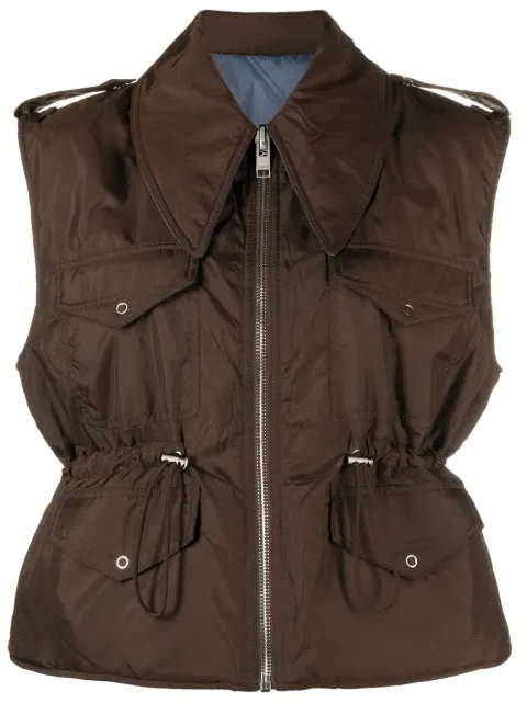GANNI sleeveless drawstring gilet Brown F7446