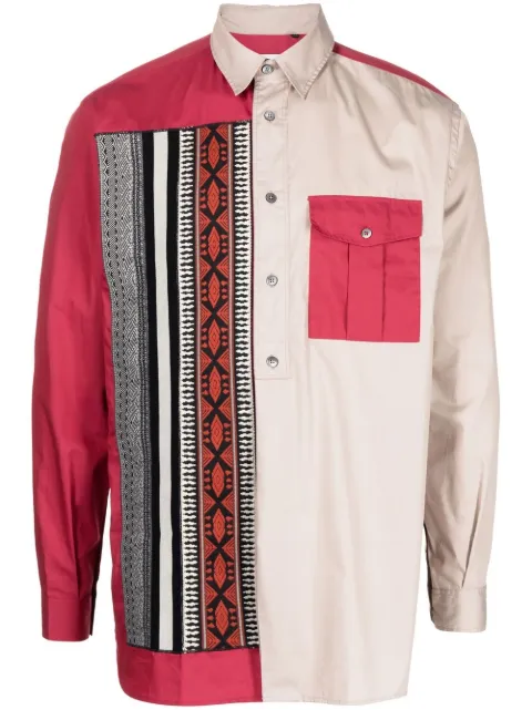 Ports V geometric-print long-sleeve shirt Neutrals VD3HCL58COU645