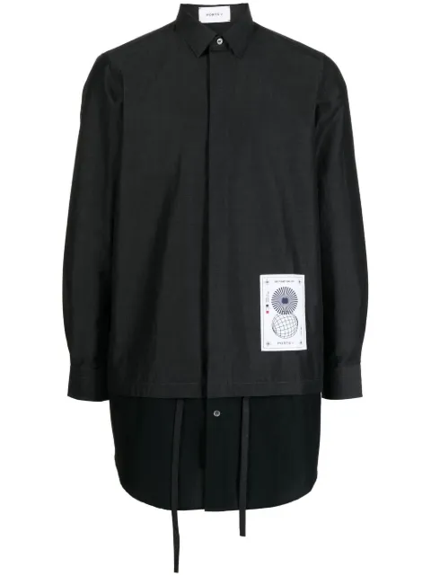 Ports V logo-patch long-sleeve shirt Black VD3HCL59COU650