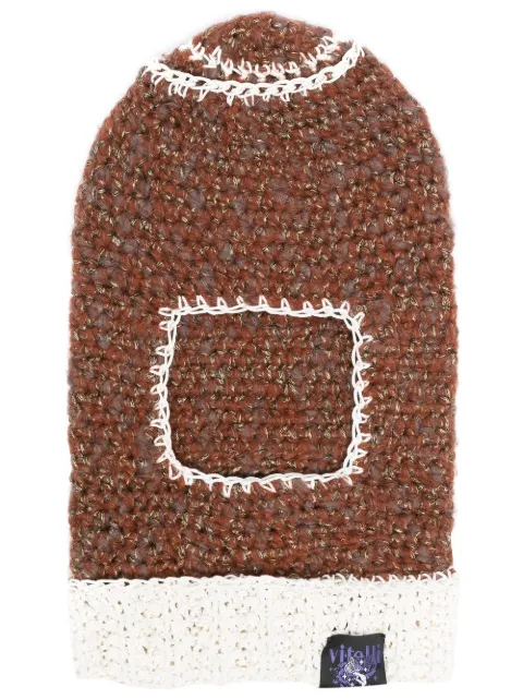 VITELLI contrast-stitch crochet-knit balaclava Brown FW22OKTB013CS