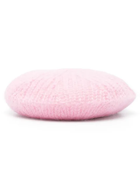 GANNI mohair-blend knitted beret Pink A4599