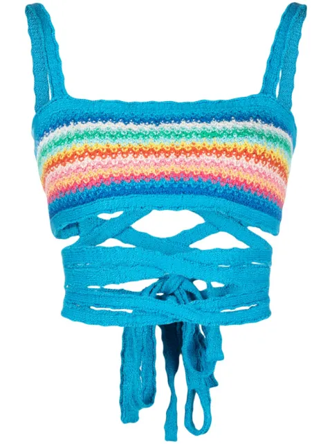 Alanui Over The Rainbow knitted bra Blue LWHA086S23KNI0018484
