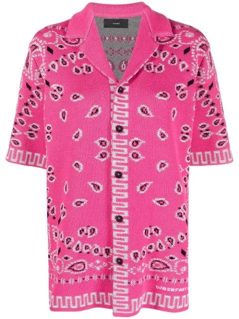 Alanui paisley-print short-sleeved shirt Pink LWHA079S23KNI0013284
