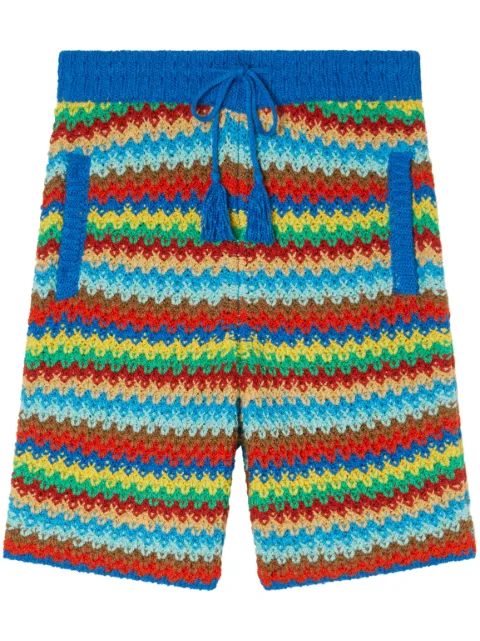 Alanui Over The Rainbow crochet-knit shorts Blue LMHM004S23KNI0018484