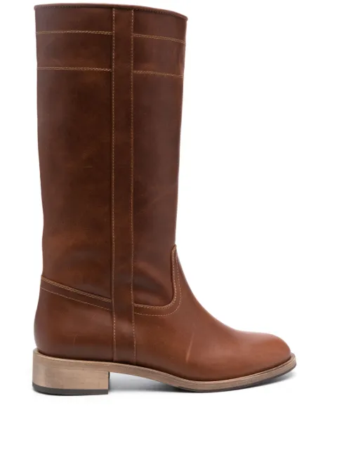 Scarosso leather knee-high boots Brown TESSBOOTCOGCALF