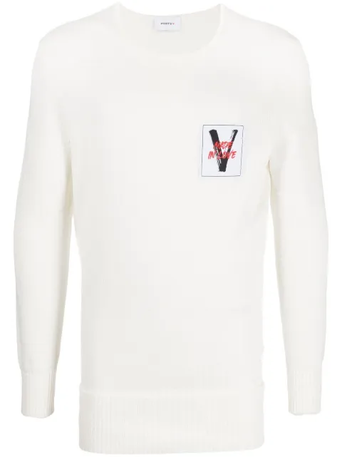Ports V logo-patch long-sleeve jumper White VD3KFC63COU002