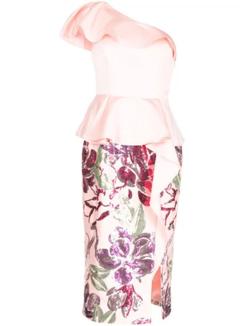 Marchesa Notte sequin-embellishment dress Pink N63M3289