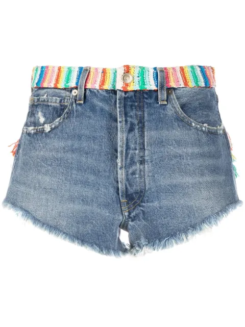 Alanui Over The Rainbow denim shorts Blue LWYC009S23DEN0034584