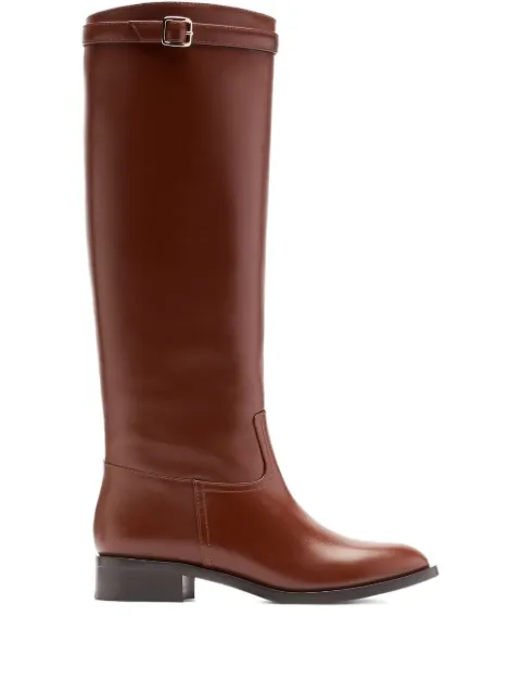 Scarosso Lauren knee-high leather boots Brown LAURENBOOTCOGCALF