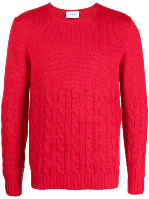 Ports V crew-neck cable-knit jumper Red VD3KFC67SEU603