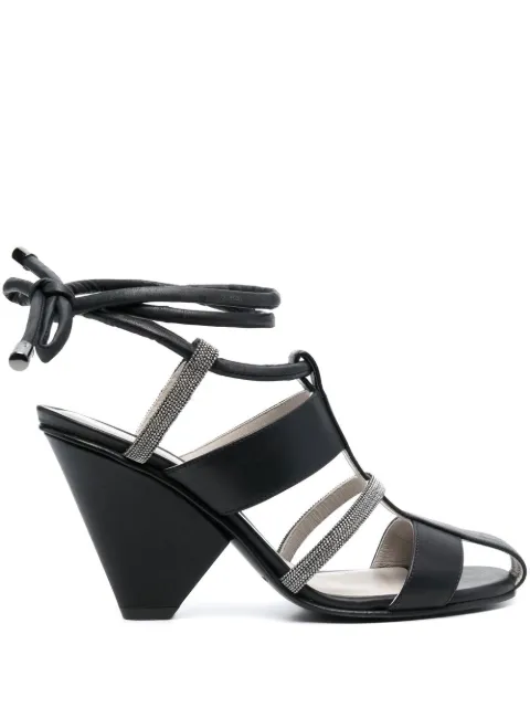 Fabiana Filippi 100mm leather sandals Black ASD273A9680000H581