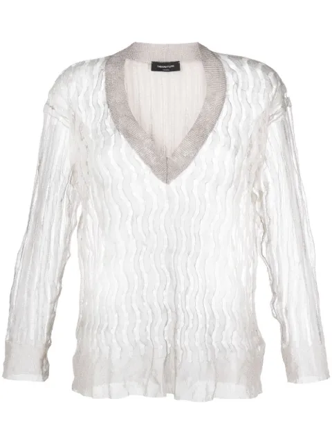 Fabiana Filippi open-knit V-neck jumper Gold MAD273B5090000I762
