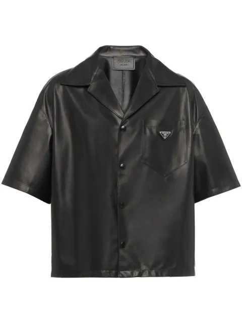 Prada nappa-leather bowling shirt Black UPC1761WDV
