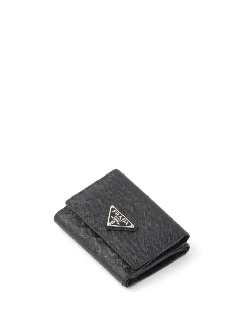 Prada small logo-plaque leather wallet Black 2MH042QHH