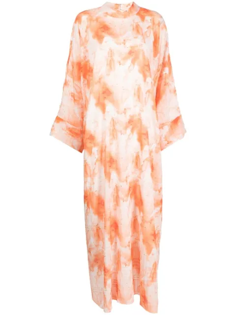 Bambah Gardenia printed kaftan-style dress Orange BMRM2345
