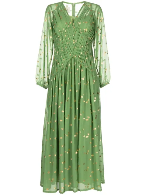 Bambah polka dot-print V-neck kaftan Green BMRM2334