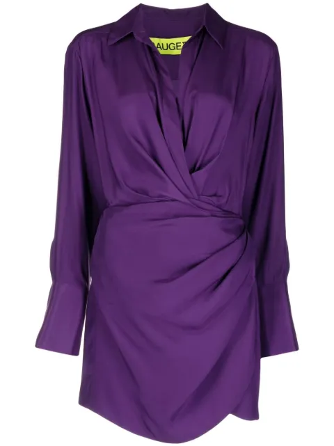 GAUGE81 draped V-neck mini shirtdress Purple 422223PURPLE225