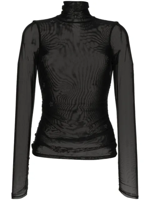 Cinq A Sept crystal-embellished tulle T-shirt Black ZT445E2745Z