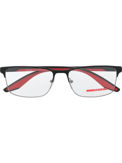 Prada Eyewear logo-plaque square-frame glasses Black PS50PV