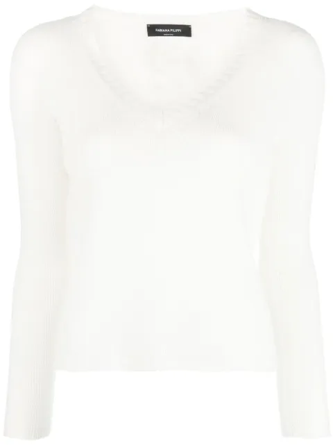 Fabiana Filippi cashmere V-neck sweater White MAD273B6010000I812