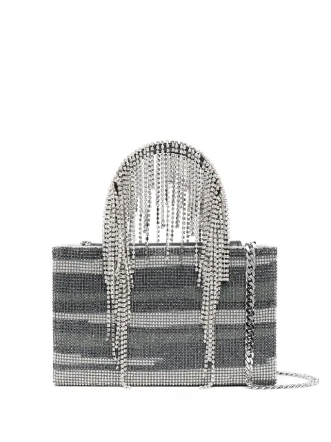 Kara crystal-embellished fringe tote bag Silver HB275E0990