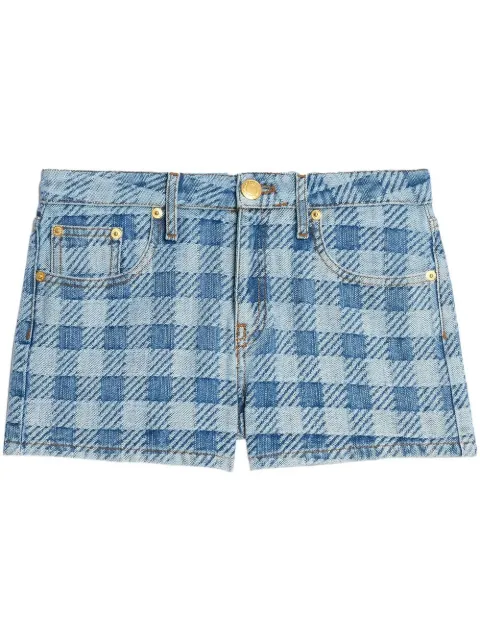 AMI Paris mini checkered denim shorts Blue FSO104DE0010
