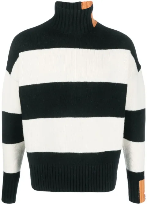 RIGHT FOR striped high-neck jumper Black A2204WOPA