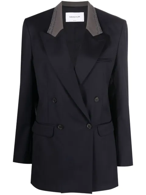 Fabiana Filippi contrast-collar double-breasted blazer Blue GCD273W2440000H382