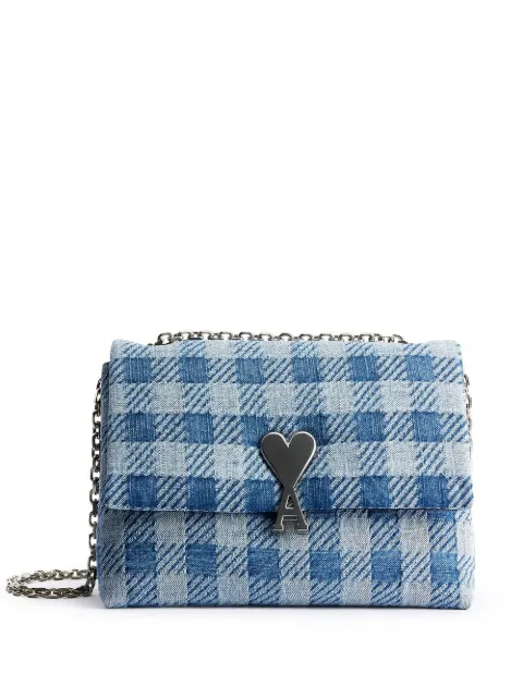 AMI Paris Voulez-vous check-print shoulder bag Blue FLL118AW0011