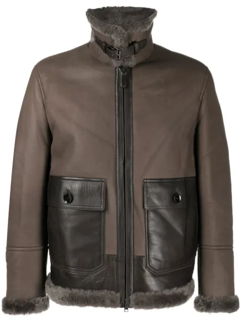 Brioni shearling panelled lambskin jacket Brown PLA30LO27052828