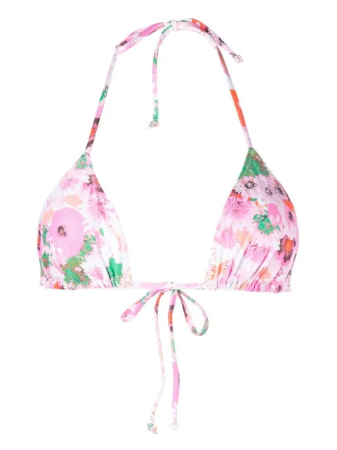 GANNI floral-print string bikini top Pink A4542393