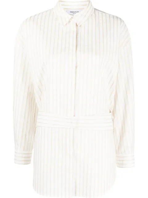 Fabiana Filippi stripe-print tied-waist shirt White CAD273W3620000H421