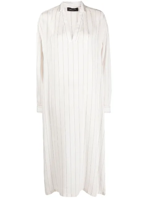 Fabiana Filippi striped long-sleeved kaftan dress White ABD273B5790000I790