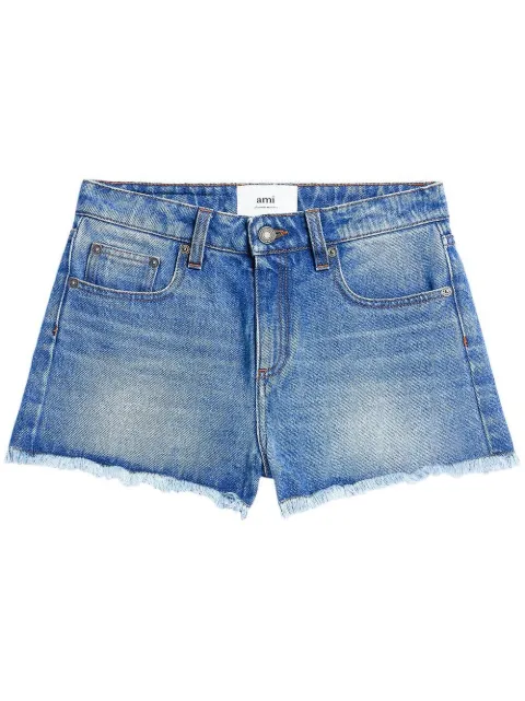 AMI Paris frayed denim mini shorts Blue FSO104DE0001