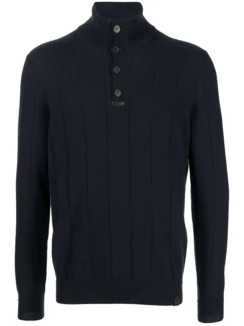 Brioni roll neck button-front cashmere jumper Blue UMS90LO2K084100