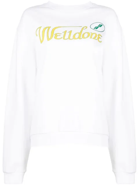 We11done logo-print cotton hoodie White WDTS322817UWH