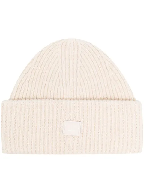 Acne Studios logo motif rib-knit beanie Neutrals C40270