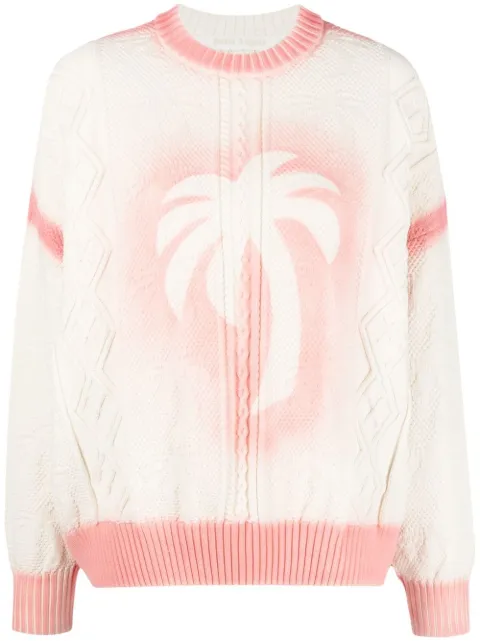 Palm Angels Sprayed Palm jumper White PWHE042S23KNI0010330