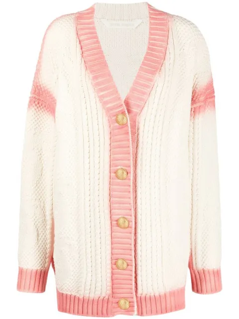 Palm Angels spray paint-effect logo-print cardigan White PWHB017S23KNI0010330