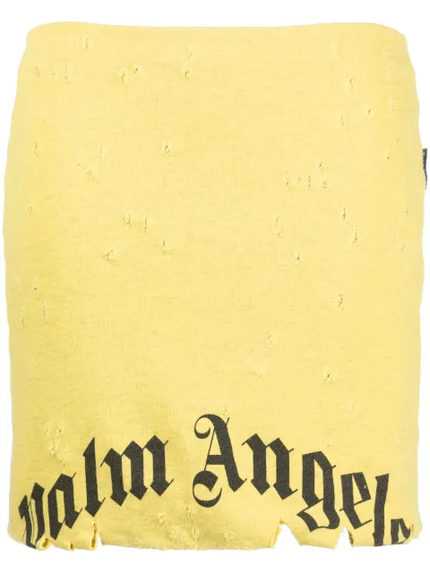 Palm Angels GD Destroyed miniskirt Yellow PWCC061S23FLE0011810