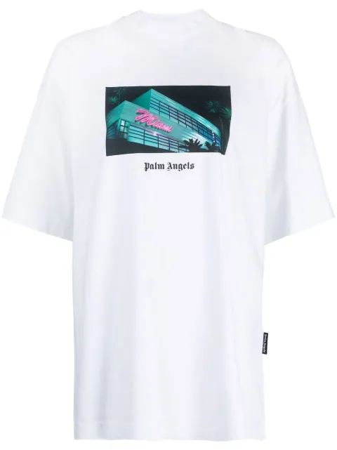 Palm Angels Miami graphic-print T-shirt White PWAA017S23JER0020184