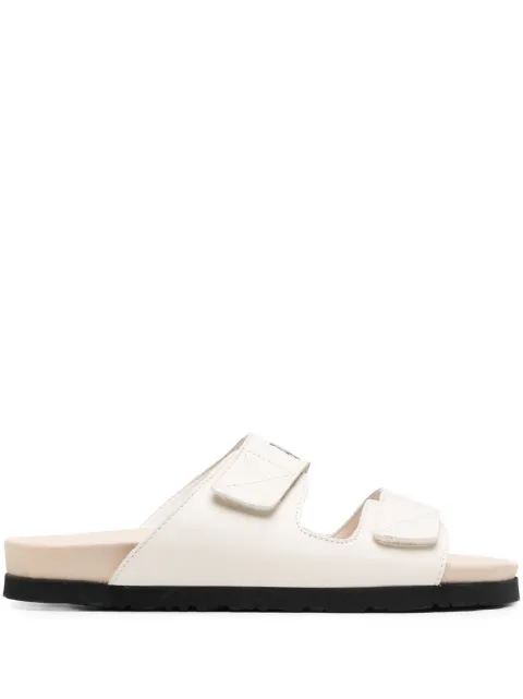 Palm Angels logo-printed leather sandals Neutrals PMIH004S23LEA0010361