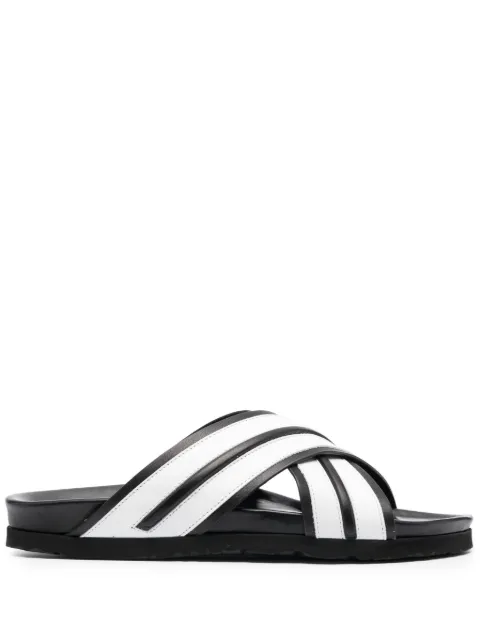 Palm Angels striped criss-cross slides Black PMIC009S23LEA0011001